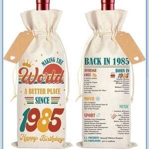 Happy Birthday Wine Bottle Cover - Cream 40th 1985